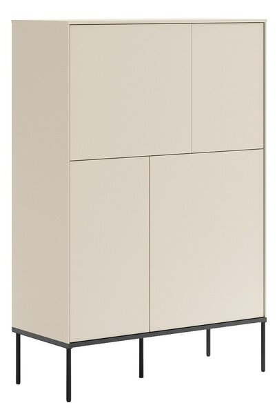 Könyvespolc Belfelu 100, Ajtókkal, Zárt, Laminált forgácslap, 142x94x40cm, Krém, Fekete
