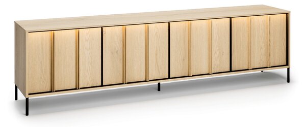 TV-állvány Morelbo 105, Laminált forgácslap, 56x206x40cm, Fekete, Cremona tölgy