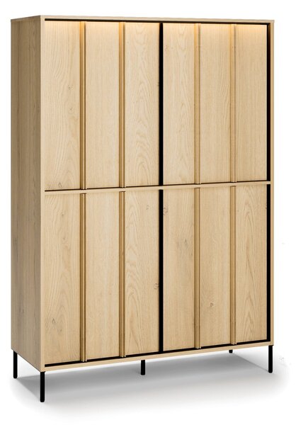 Könyvespolc Morelbo 101, Ajtókkal, Zárt, Laminált forgácslap, 151x105x40cm, Cremona tölgy, Fekete