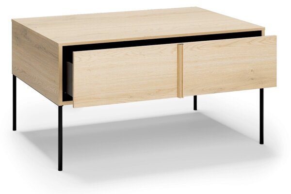 Dohányzóasztal Morelbo 106, Fém, Laminált forgácslap, 54x70cm, Cremona tölgy, Fekete