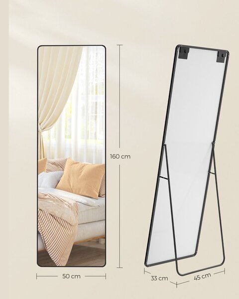 NOIR téglalap alakú tükör, 160x50 cm, fekete SongmicsHome