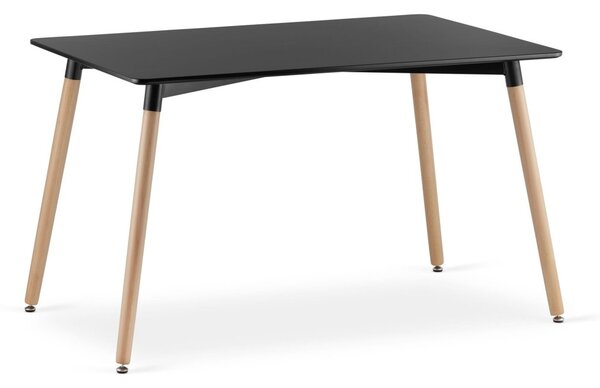 Étkező szett 1 + 4, fekete ADRIA asztal 120x80 cm + bézs BALI MARK szék fekete lábakkal