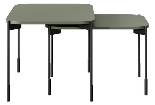 Sonatia dohányzóasztal 60 cm téglalap alakú fém lábakkal - olíva