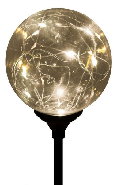 HOME Napelemes üveggömb dekoráció meleg fehér micro LED füzérrel MX 624