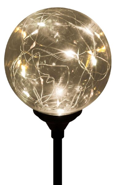 HOME Napelemes üveggömb dekoráció meleg fehér micro LED füzérrel MX 624