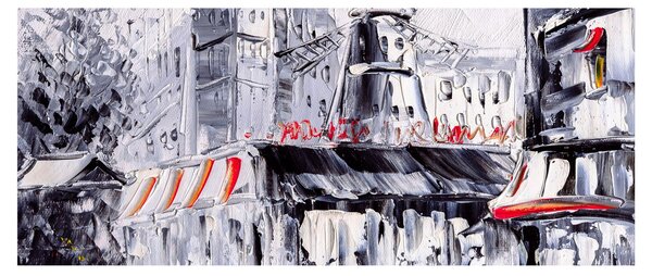 Kép - utca Párizsban, olajfestmény (120x50 cm)