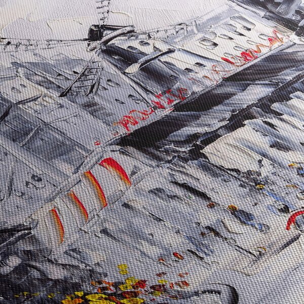Kép - utca Párizsban, olajfestmény (órával) (90x30 cm)