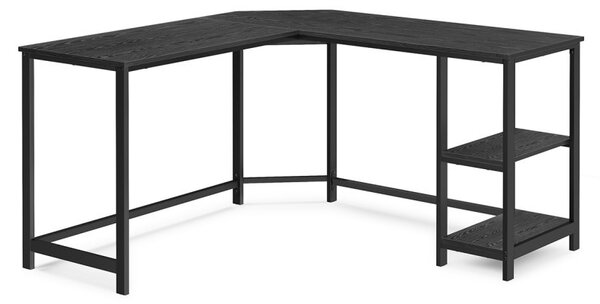 VASAGLE L-alakú sarokíróasztal 138 x 138 x 76 cm gaming asztal 2 tárolópolccal fekete famintás