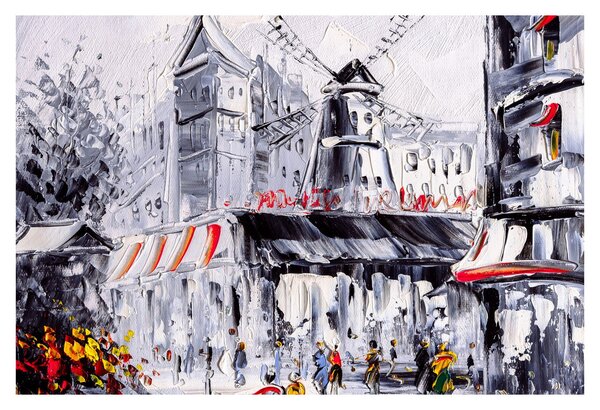 Kép - utca Párizsban, olajfestmény (90x60 cm)