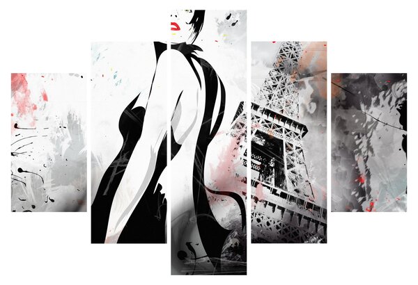 Kép - A hölgy és az Eiffel-torony (150x105 cm)