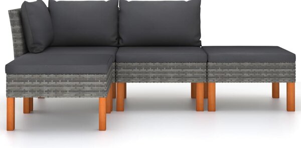 4 részes szürke polyrattan kerti ülőgarnitúra párnákkal