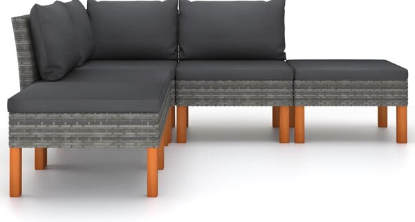 5 részes szürke polyrattan kerti ülőgarnitúra párnákkal