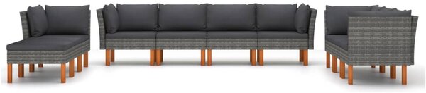 10 részes szürke polyrattan kerti ülőgarnitúra párnákkal
