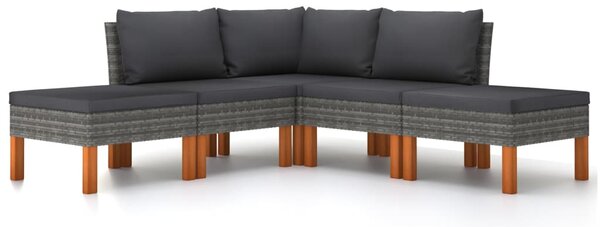 5 részes szürke polyrattan kerti ülőgarnitúra párnákkal