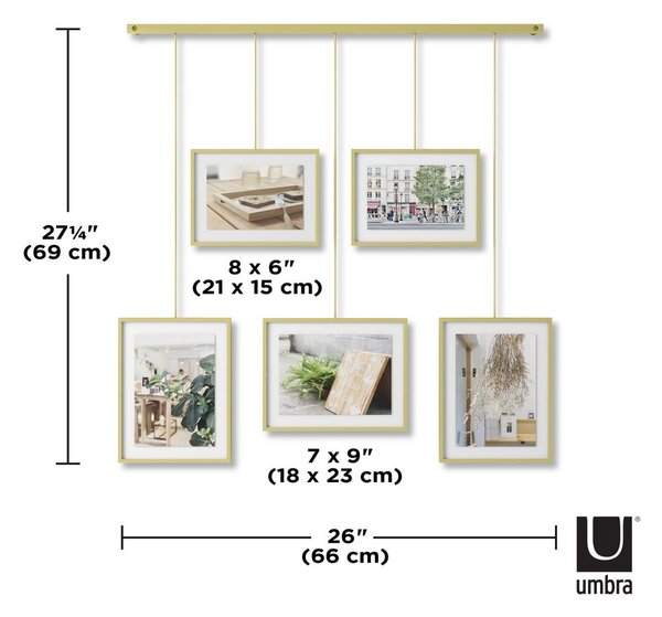 Aranyszínű fém fali képkeret szett 5 db-os 66x69 cm Exhibit – Umbra