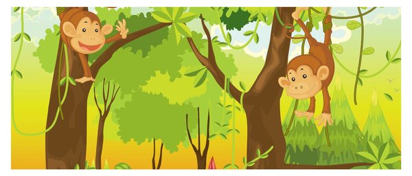 Kép - majmok (120x50 cm)