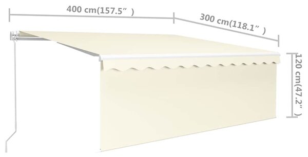 Krémszínű kézzel kihúzható napellenző redőnnyel 4 x 3 m