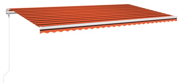 Narancssárga-barna szélérzékelős és LED-es napellenző 600x300cm