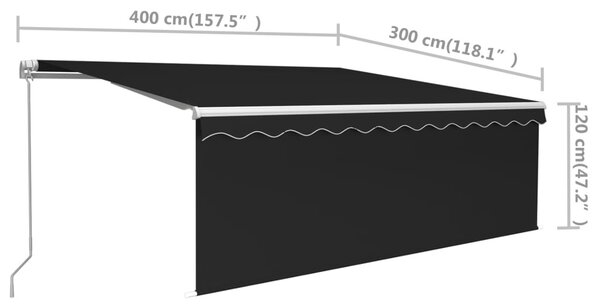 Antracitszürke kézzel kihúzható napellenző redőnnyel 4 x 3 m