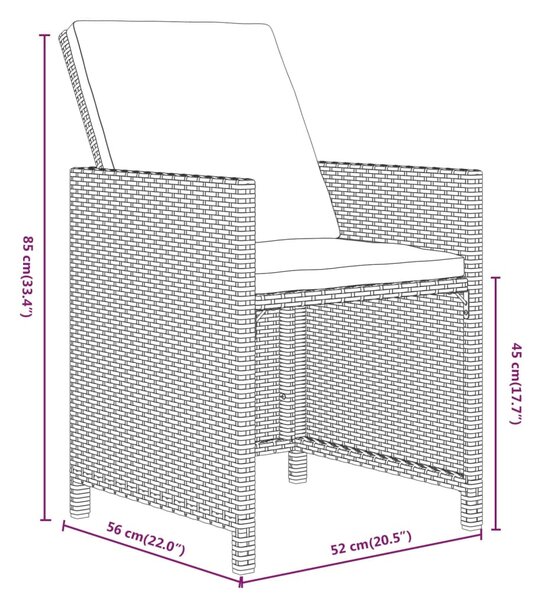 17 részes szürke polyrattan kerti étkezőgarnitúra párnákkal