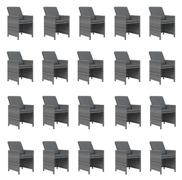 21 részes szürke polyrattan kerti étkezőgarnitúra párnákkal