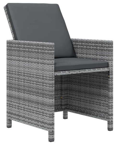 17 részes szürke polyrattan kerti étkezőgarnitúra párnákkal