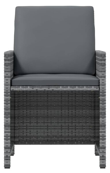 17 részes szürke polyrattan kerti étkezőgarnitúra párnákkal