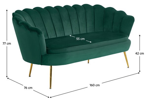 Luxus heverő, 2,5-es ülés, smaragd/arany, Art-deco, NOBLIN