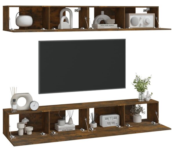 4 db füstös tölgy színű fali TV-szekrény 100 x 30 x 30 cm