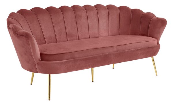 Luxus heverő, 3-as ülés, rózsaszín Velvet szövet/króm arany, Art-deco stílus, NOBLIN