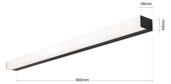 LED tükörmegvilágító lámpa HORIZON, fekete