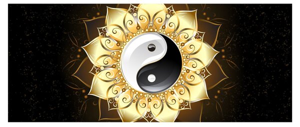 Kép - arany yin-yang (120x50 cm)