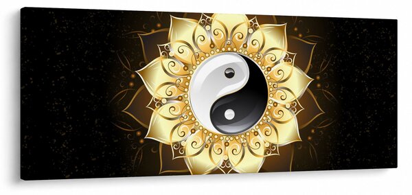 Kép - arany yin-yang (120x50 cm)