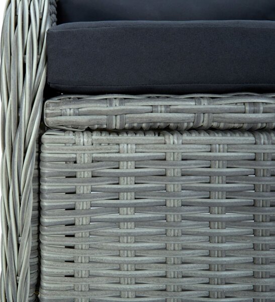 9 részes világosszürke polyrattan kültéri étkezőszett párnákkal