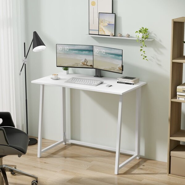 Dolgozószobai szett – összecsukható íróasztal ZARIMO 80×40 cm, fehér + irodai szék AVOLA VELVET világoskék