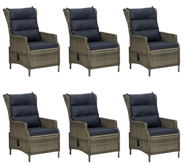 7 részes barna kültéri polyrattan étkezőszett párnákkal