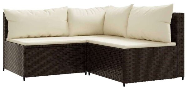 Polyrattan Kerti Ülőgarnitúra - 4 részes - Barna