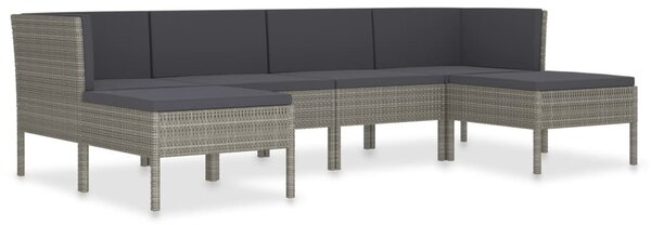 6 részes szürke polyrattan kerti ülőgarnitúra párnákkal