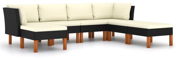 7 részes fekete polyrattan kerti ülőgarnitúra párnákkal