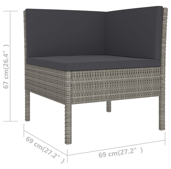 6 részes szürke polyrattan kerti ülőgarnitúra párnákkal