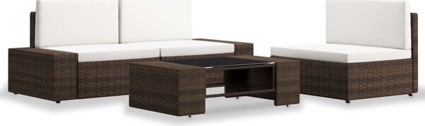 VidaXL 4 részes barna polyrattan kerti ülőgarnitúra párnával