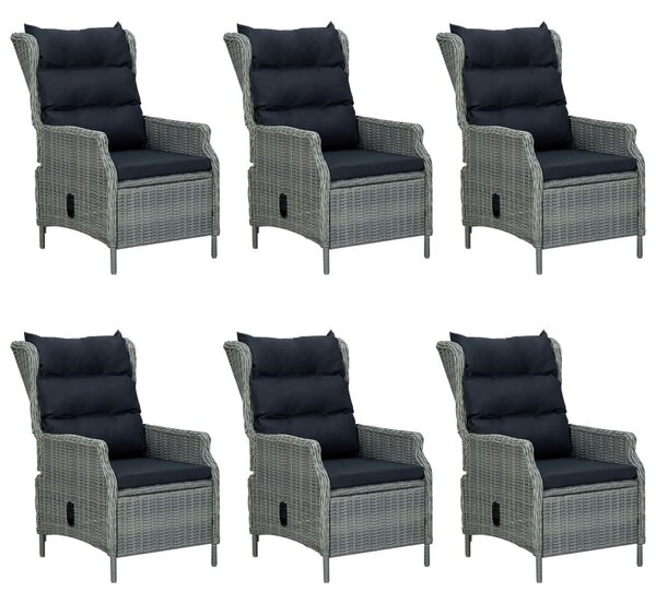 7 részes világosszürke polyrattan kültéri étkezőszett párnákkal