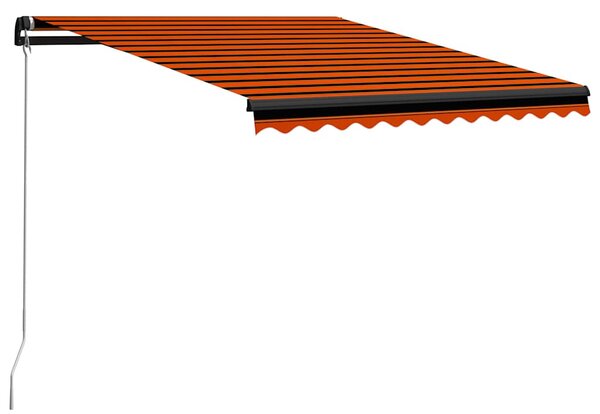 Narancs és barna kézzel kihúzható LED-es napellenző 300x250 cm