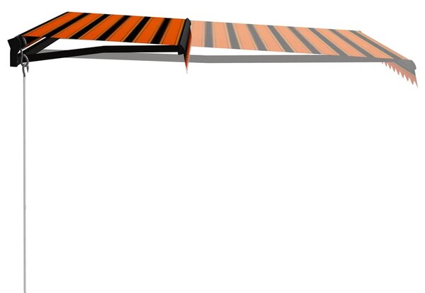 Narancs és barna kézzel kihúzható LED-es napellenző 300x250 cm