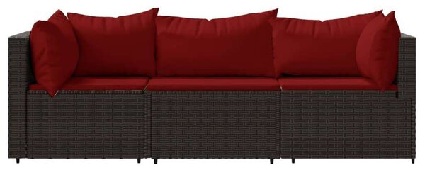Polyrattan Kerti Ülőgarnitúra - 3 részes - Barna