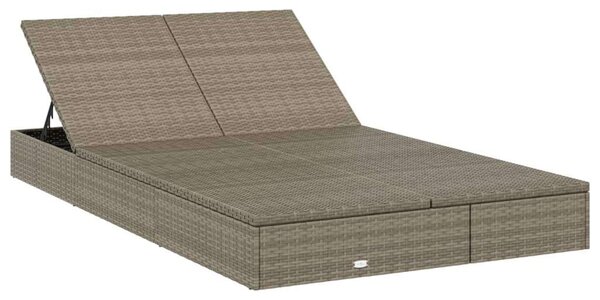 VidaXL Kétüléses Napozóágy - Polyrattan - Szürke