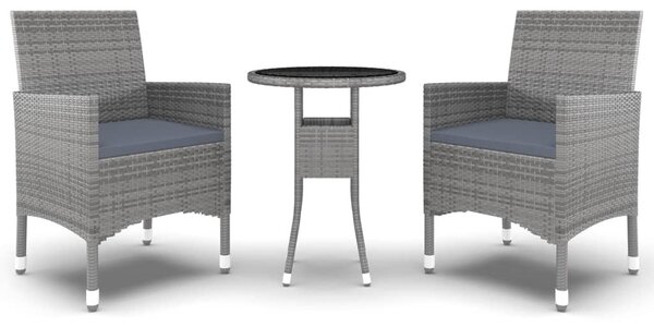 3 részes szürke polyrattan kerti étkezőgarnitúra
