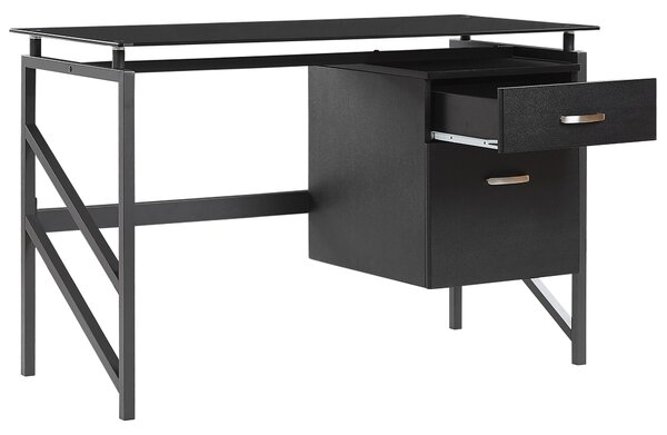 Íróasztal MORITON Fekete 117 cm 57 cm Ágyneműtartóval