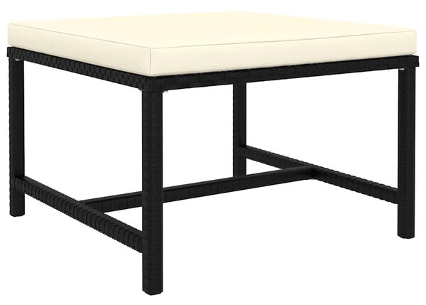 8 részes fekete polyrattan kerti bútorszett párnákkal