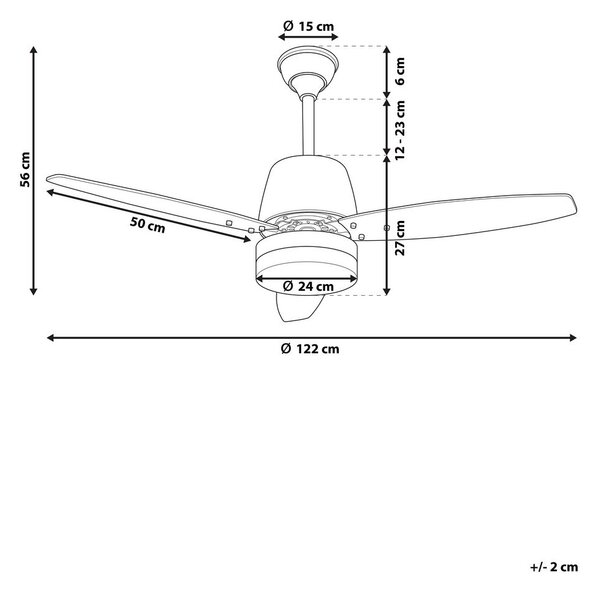 Mennyezeti ventilátor világítással MLAVA Távirányítóval LED Barna